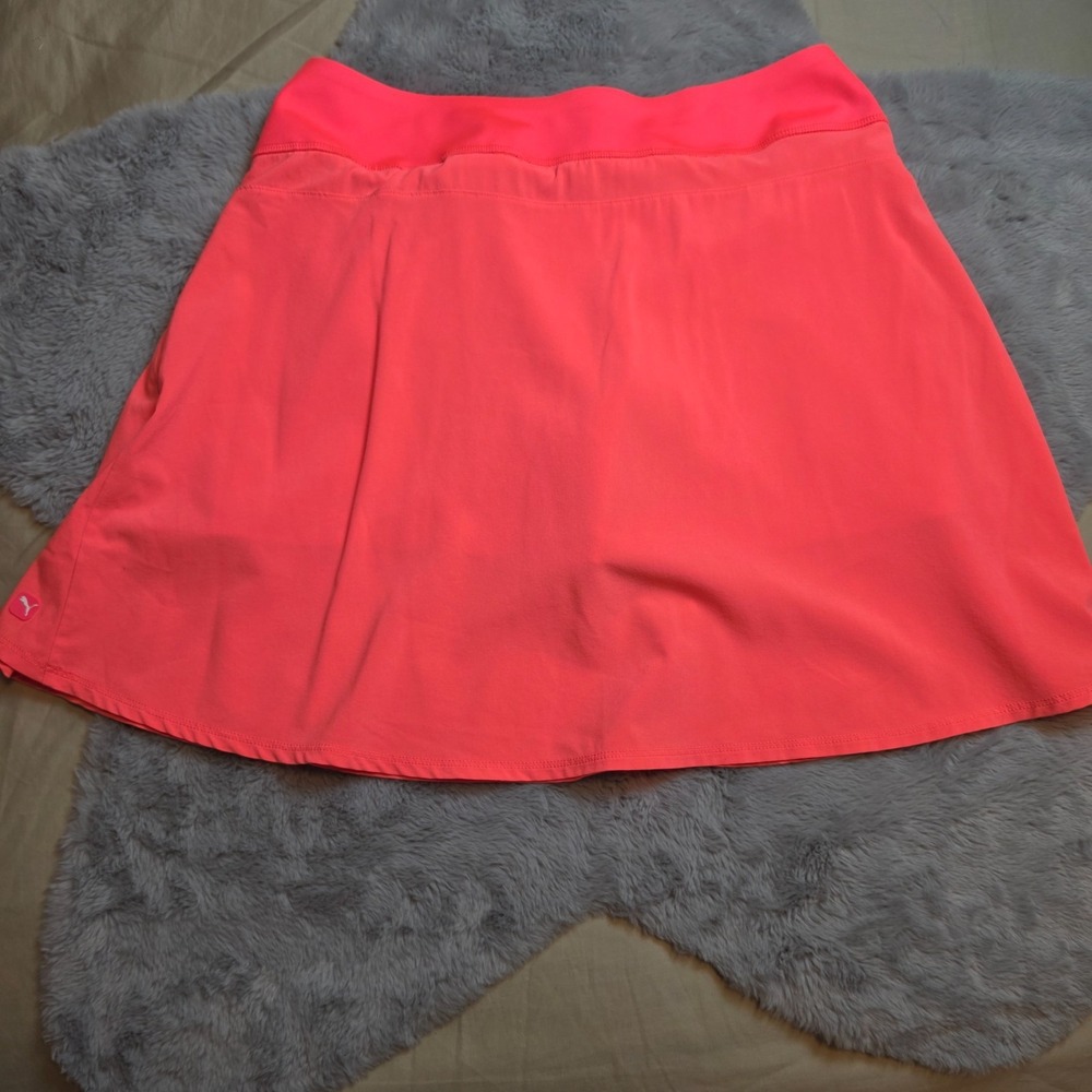 Puma Golf Skort Solid Neon Coral Pink Athletic Tennis Skirt Size Large 595853-22 - Picture 7 of 7